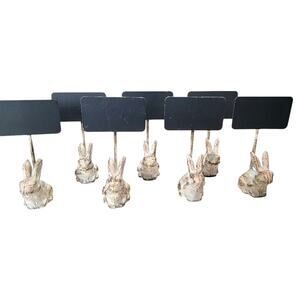 Metal Bunny Rabbit Dinner Place Card Menu Holders (7) Distressed Country French
